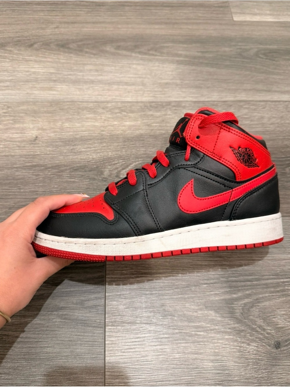 Jordan Kids Black and Red Mid-Top Sneakers